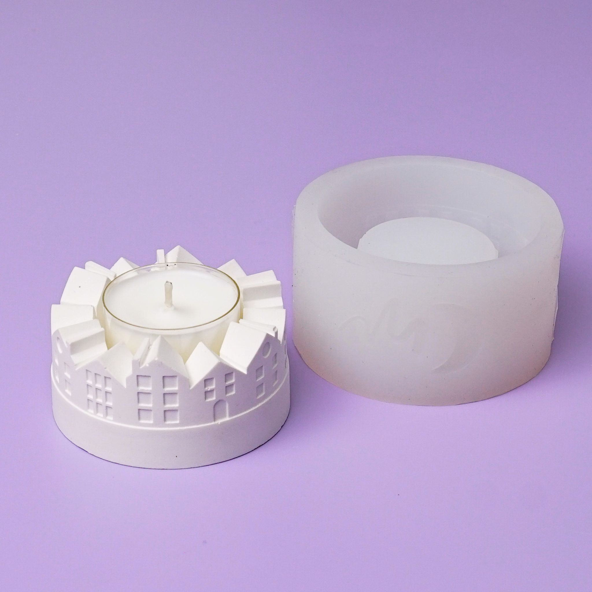Silikon Gießform Häuser - DIY Kerzen & Seifen Form 19,7cm Für Teelichter