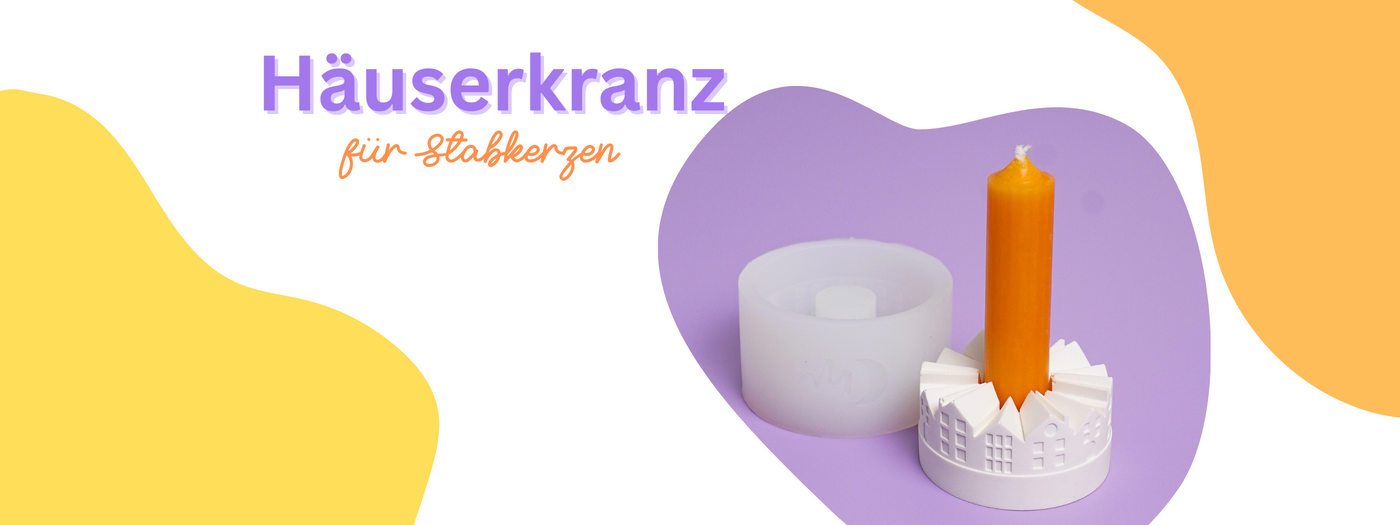 Silikonformen kleiner Häuserkranz für Stabkerzen