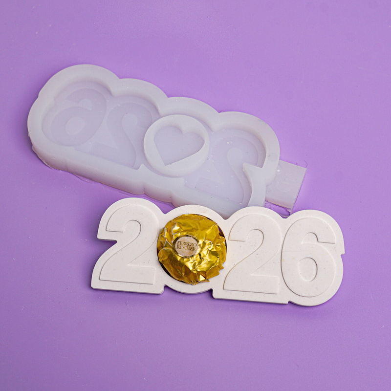 Silikonform Silvesteredition 2026 für Schokokugel