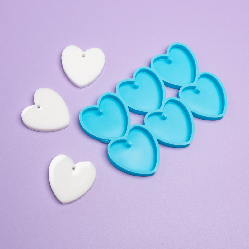 Silicone mold heart pendant 6 pieces