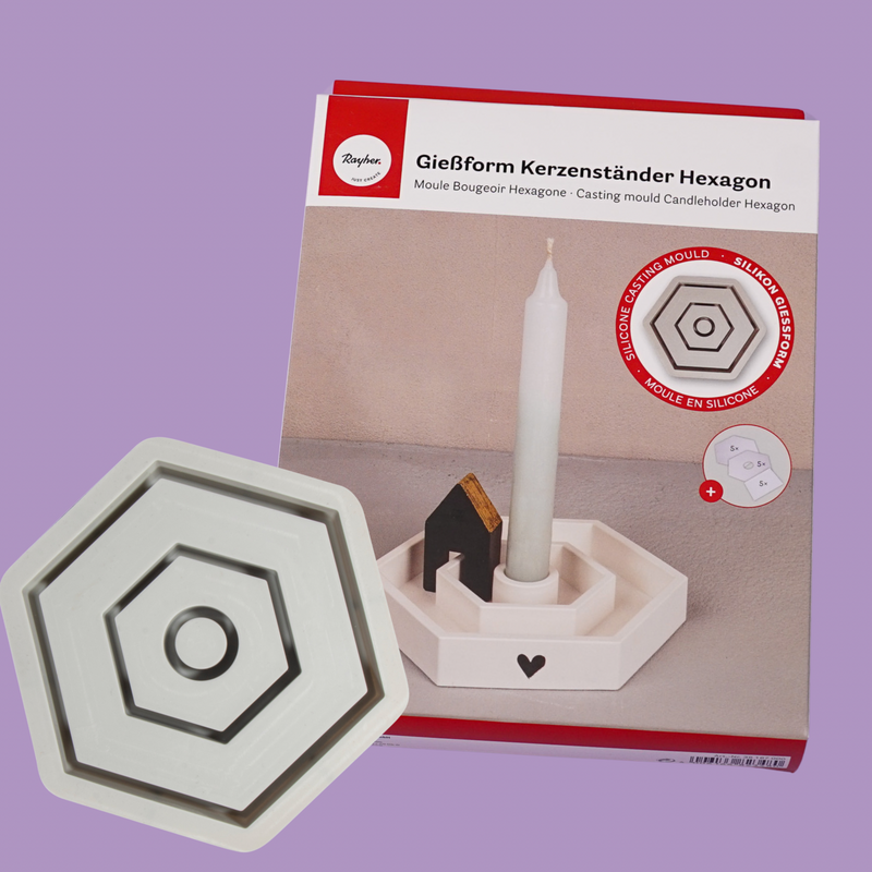 Silikon Gießform Kerzenständer Hexagon (Rayher)