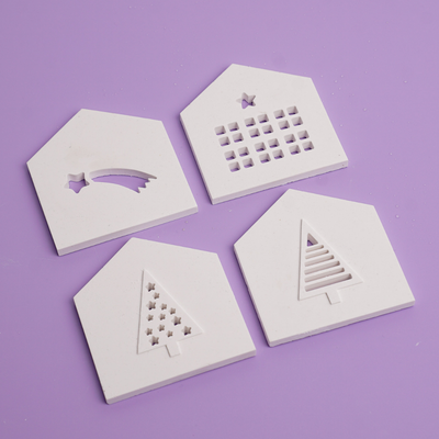 Hauscover mit Tannen, Sternschnuppe und Häuschen 