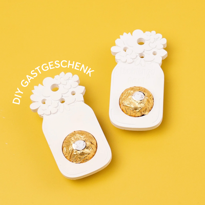 Silikonform Gastgeschenk - Blumen Marmeladenglas mit Schokoloch "Lieblingsgast"