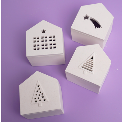 Lichthäuser mit Tannen, Sternschnuppe und Häuschen 