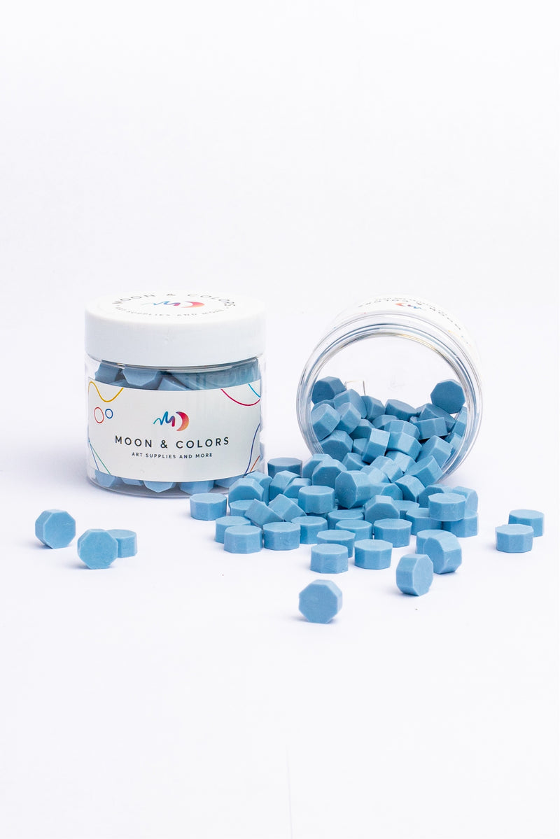 Wax beads Hexagon - medium blue