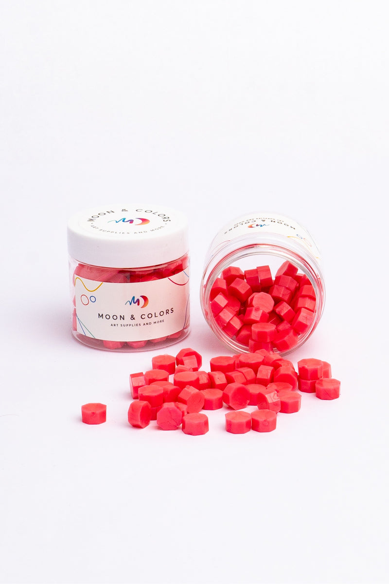 Wax beads Hexagon - bright red